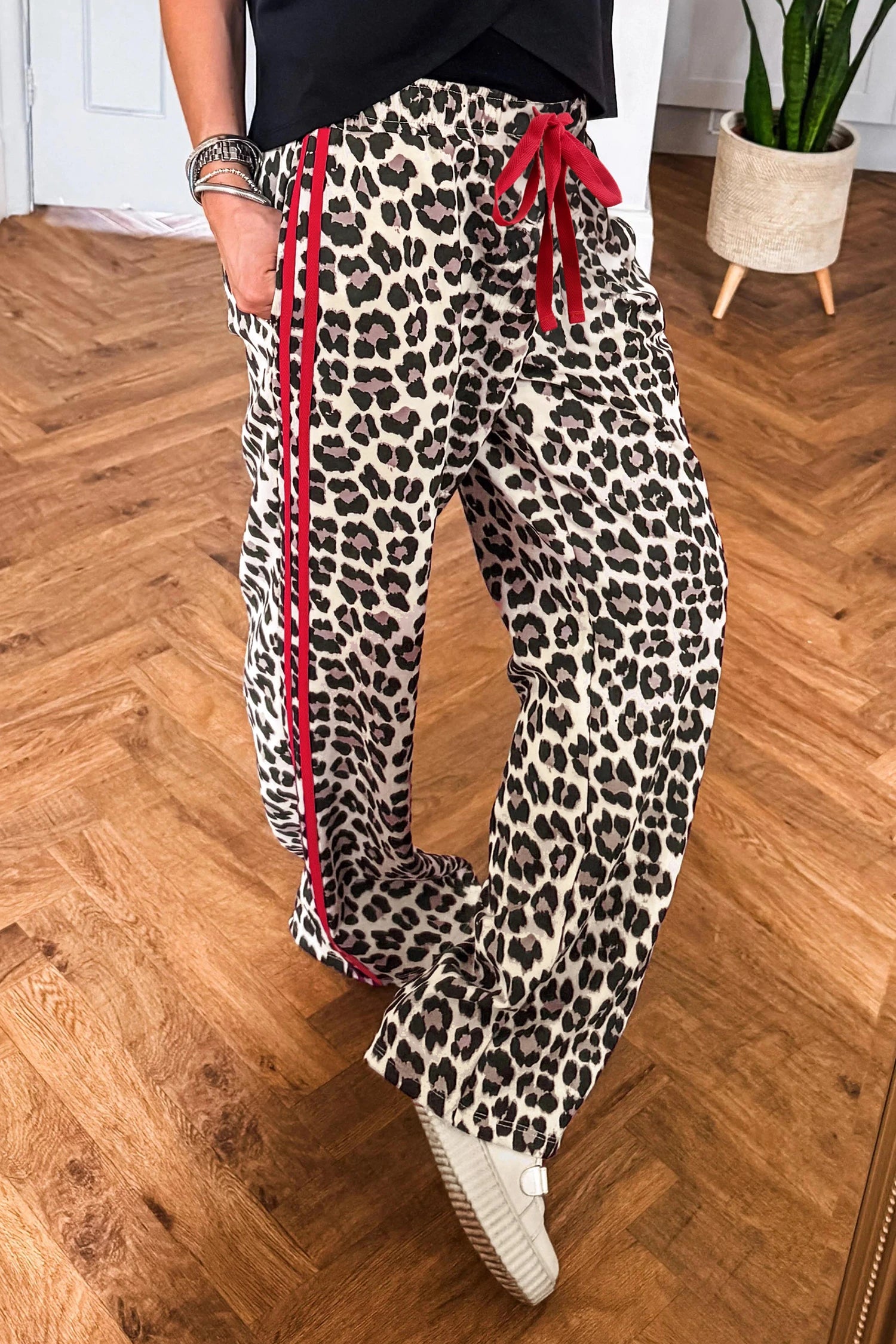 Tie Waist Leopard Print Casual Pants {2 Colorways}