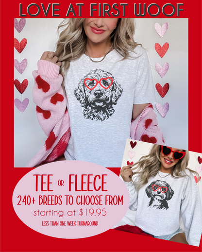 Love at First Woof {Tee &amp; Crewneck Fleece}