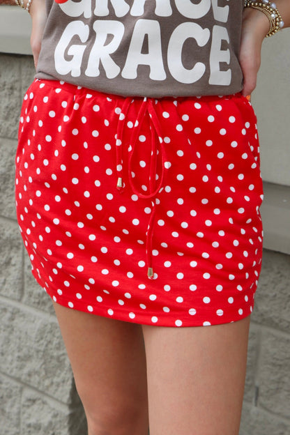 Beaded Drawstring Mini Skort